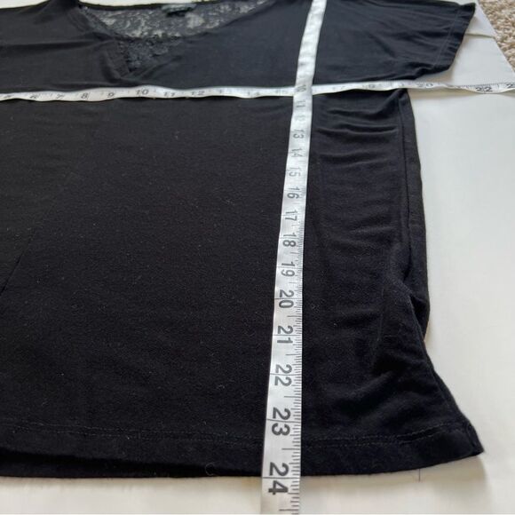F&F Black Lace V Neck Short Sleeve Slip Over Blouse Size 8 - Picture 6 of 10
